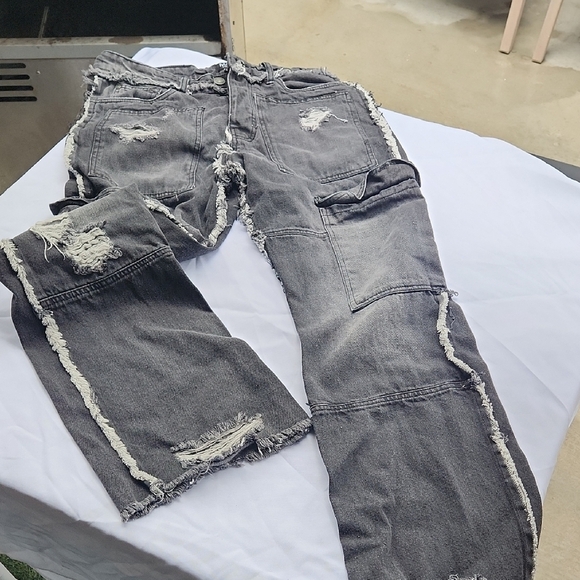 Distressed Gray Denim Jeans - Picture 1 of 6
